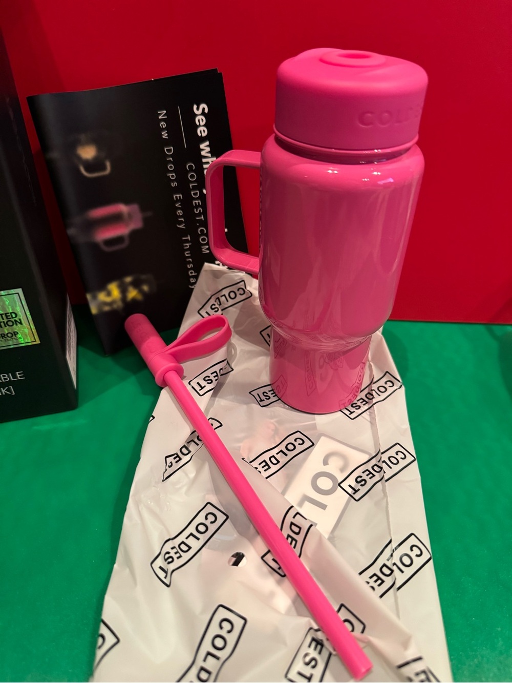 Coldest Glossy Pink Tiny Collectable  Drink Mug with Straw - 6 oz - Picture 5 of 8